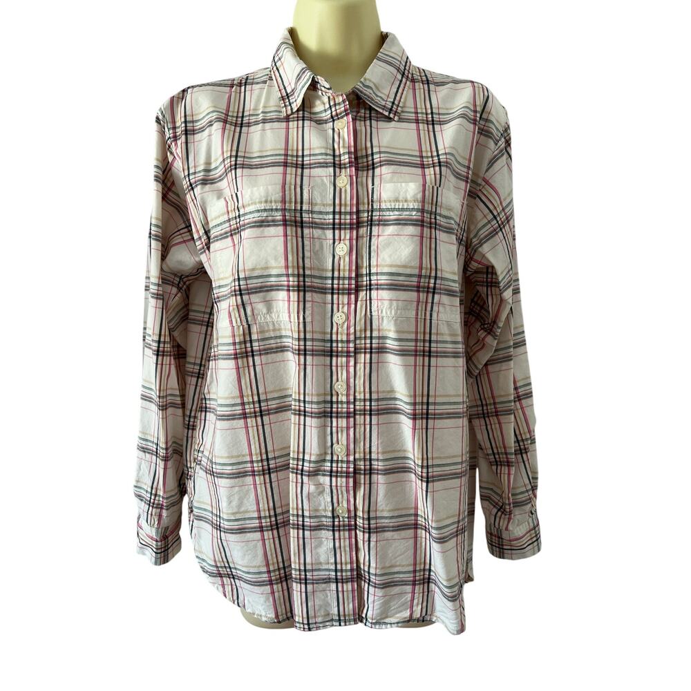 Loft Plaid Button Up Blouse Size Small Preppy Classic Basic Heritage